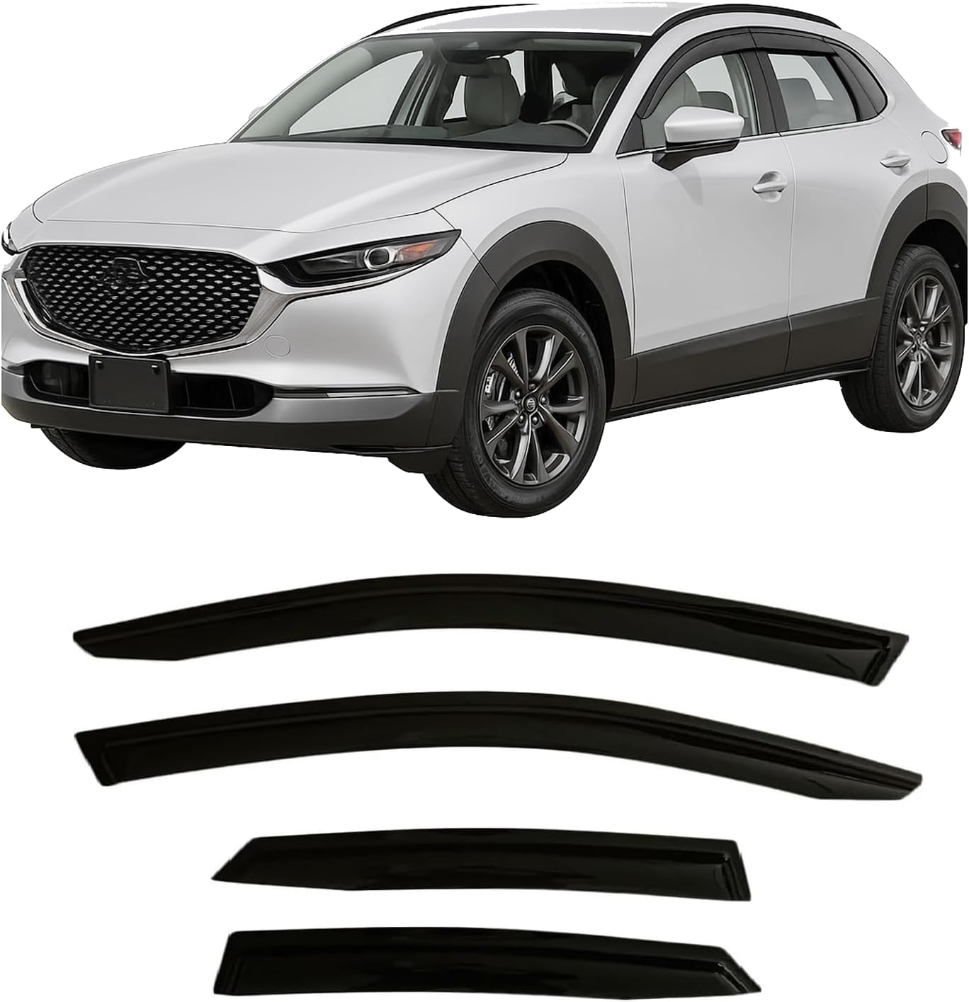 2020-2026 Tape-On Rain Guards for Mazda CX-30 Side Window Visor Deflectors 2.5 S Select Sport Preferred Premium Turbo CX30 Durable Vent Shades 2021 2022 2023 2024 2025