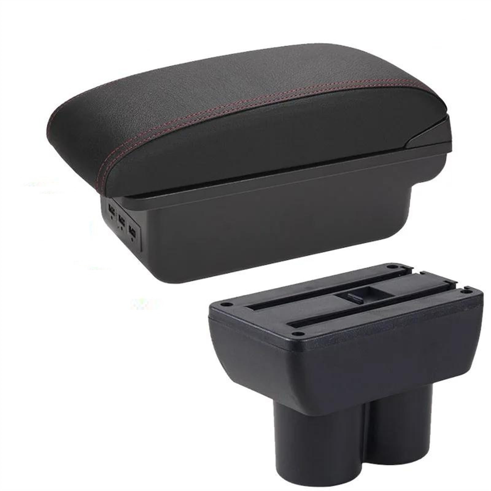 NMJLQW Storage Rack Car Accessories Retrofit Part Armrest Box For Jimny 1999-2017 Car Armrest Retrofit Parts Arm Storage Box(B1 Black red 3USB)