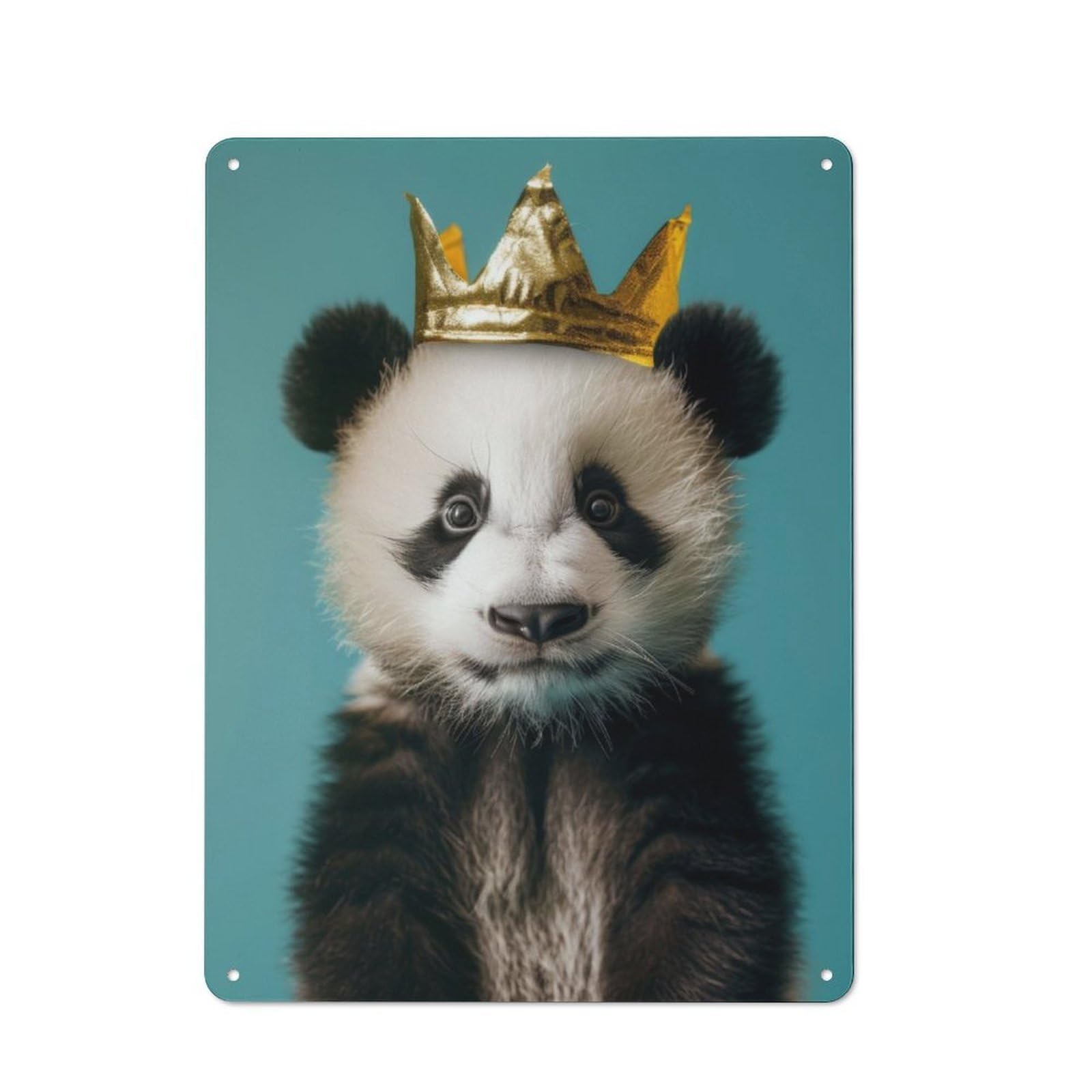 Junmoney Cute Panda King Metal Wall Sign 40X30cm Featuring For Café Or Restaurant, For Vintage Wall Decor Fans, For Metal Sign Collectors