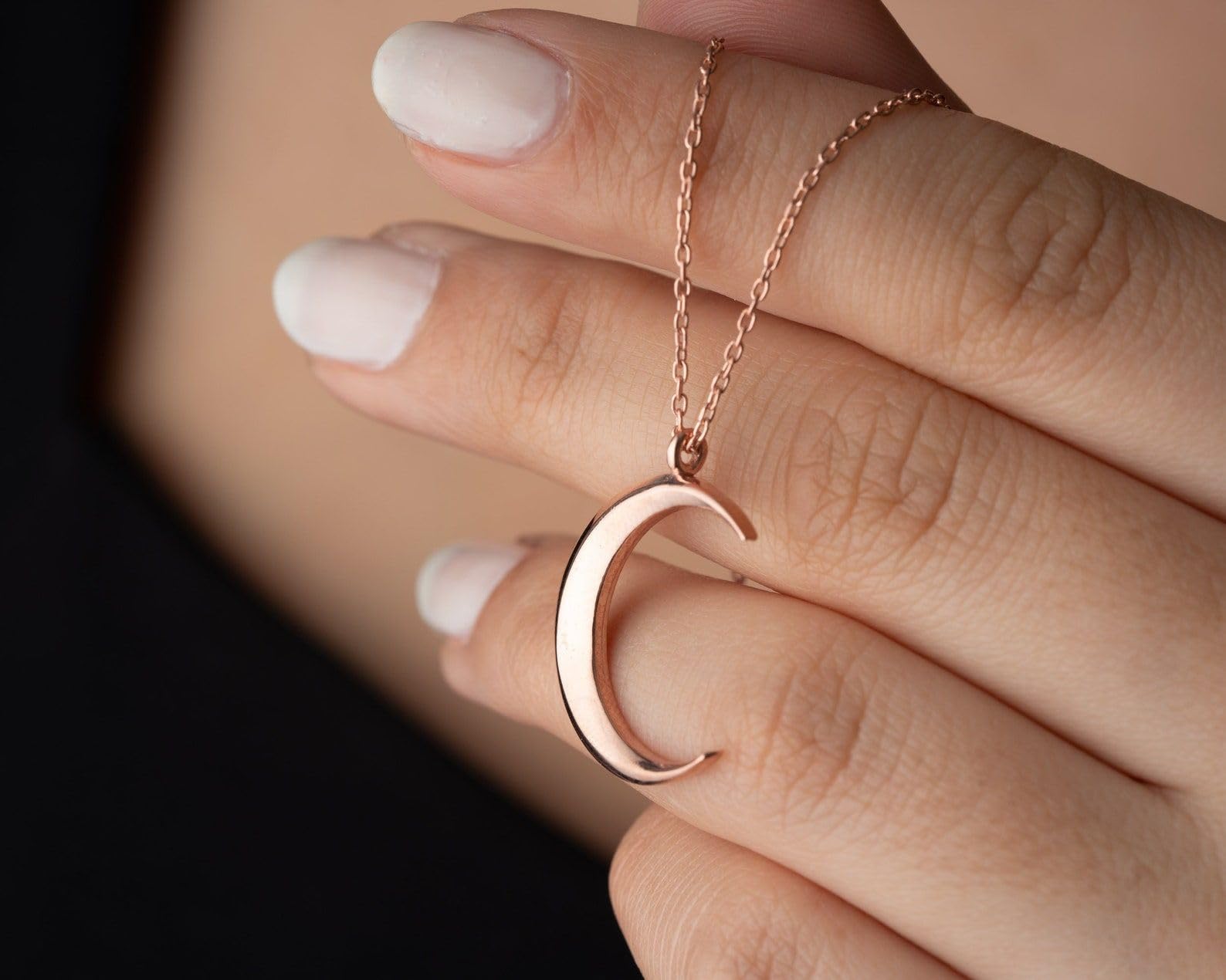 Delicato oro mezzaluna luna collana per donne, gioiello per luna oro argento ciondolo, Stile quotidiano