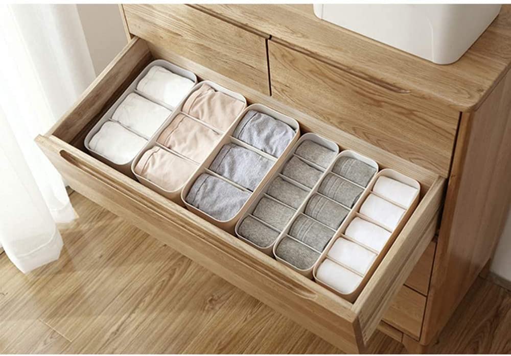 4 Pezzi 3 Scomparti Scatola Portaoggetti per Biancheria Intima Calze Cassetto Organizzatore Divisori Scatole Portaoggetti per Riporre Asciugamani Cravatte