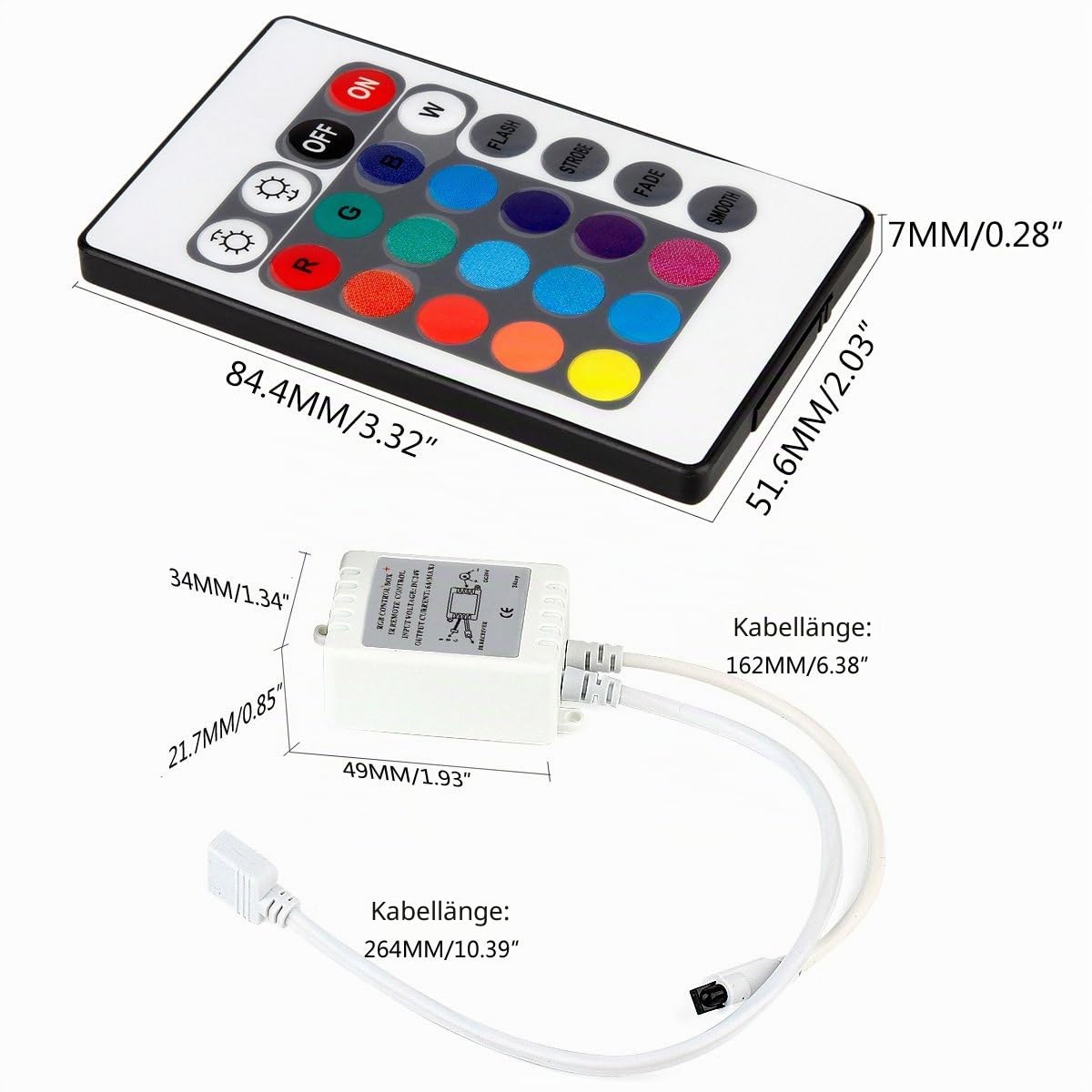 LED Streifen 10M 32.8ft 60Leds/M RGB 5050 SMD 600 LED Lichtband IP65 Wasserdicht Mit 24 Tasten Controller Fernbedienung + DC 24V Netzteil EU Stecker
