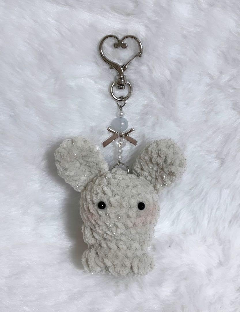 Amazon.co.jp: うさぎ キーホルダー 編み物 あみぐるみ ホワイト 白
