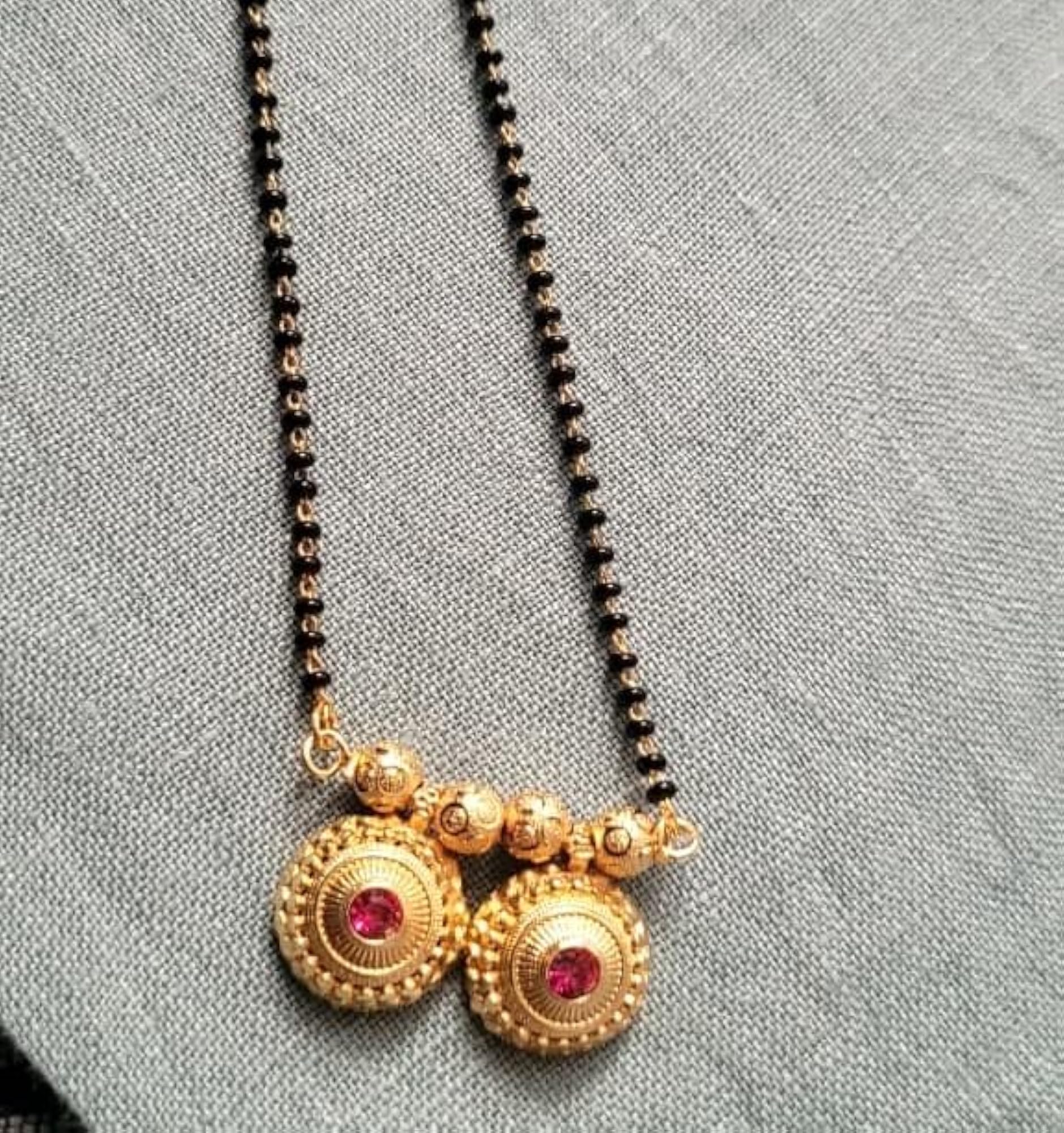 Women's Gold-Toned Dual Vati Pendant Mangalsutra