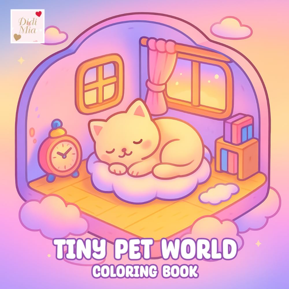 Tiny Pet World Coloring Book: Cozy Moments from a Hidden Pet Village (Tiny Dream Worlds)