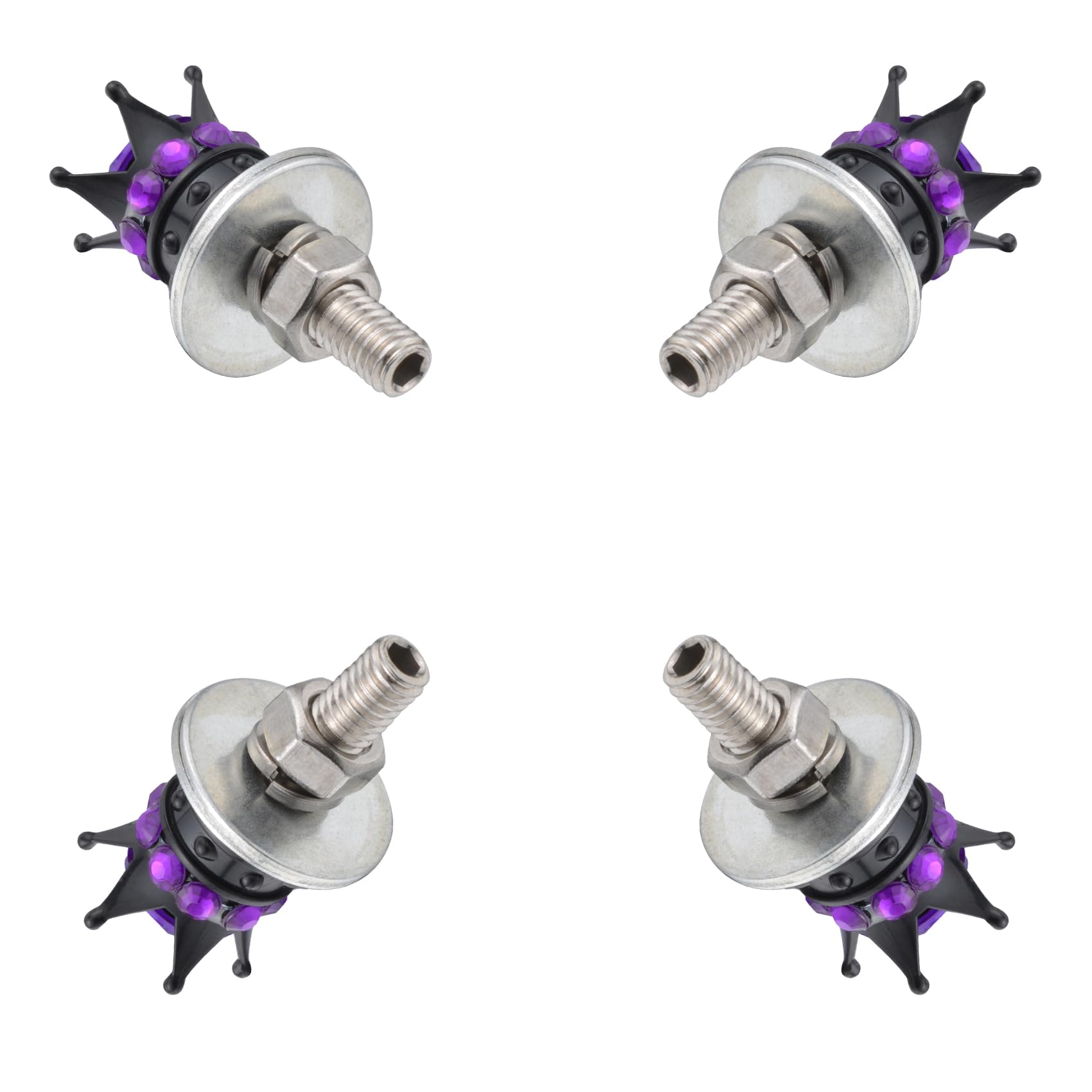 Lunsom License Plate Screws Fastener Bling Mounting License Plate Bolts License Plate Screws Kits Compatible with Car Motorcycle,4 PCS (Purple-1)