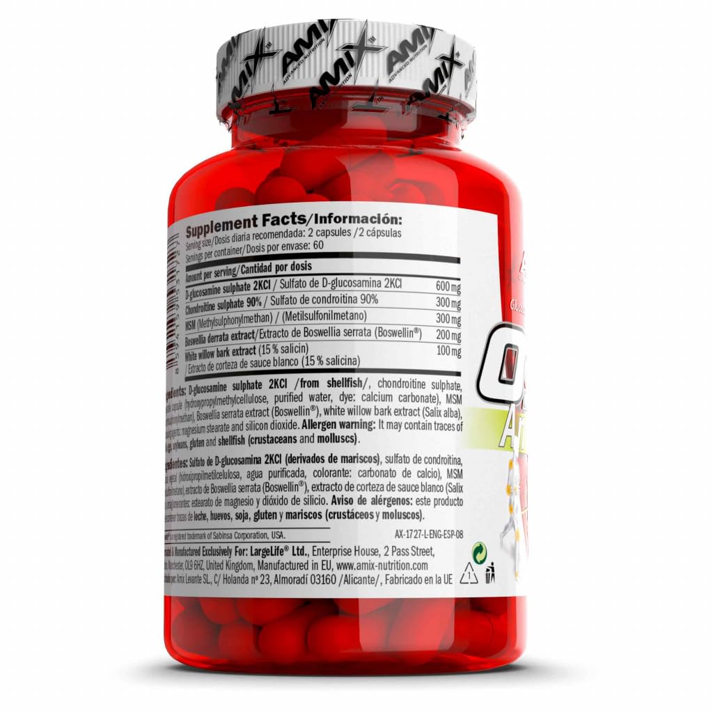 AMIX - Complemento Alimenticio - Osteo Anagenesis en Formato de 120 Cápsulas - Alto Contenido en Glucosamina y Condroitina - Ayuda a Proteger tus Articulaciones