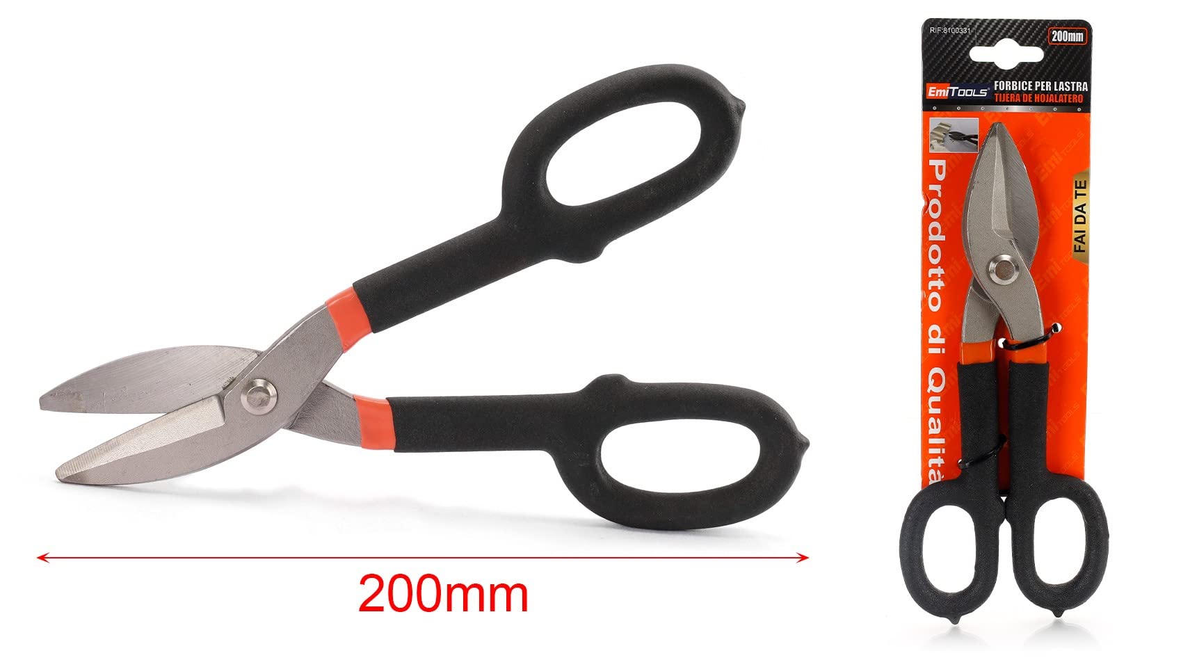 Cesoie per Lamiera, Forbici da Lattoniere, Taglio Dritto (Standard 200mm)