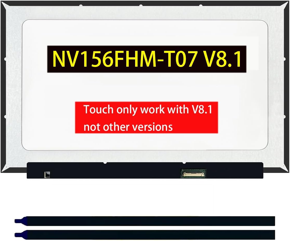 15.6 Inch LCD Screen Replacement for NV156FHM-T07 V8.1, LCD Screen 15.6" 40Pin Laptop Display Panel（Mate FHD 1920x1080p Touchscreen