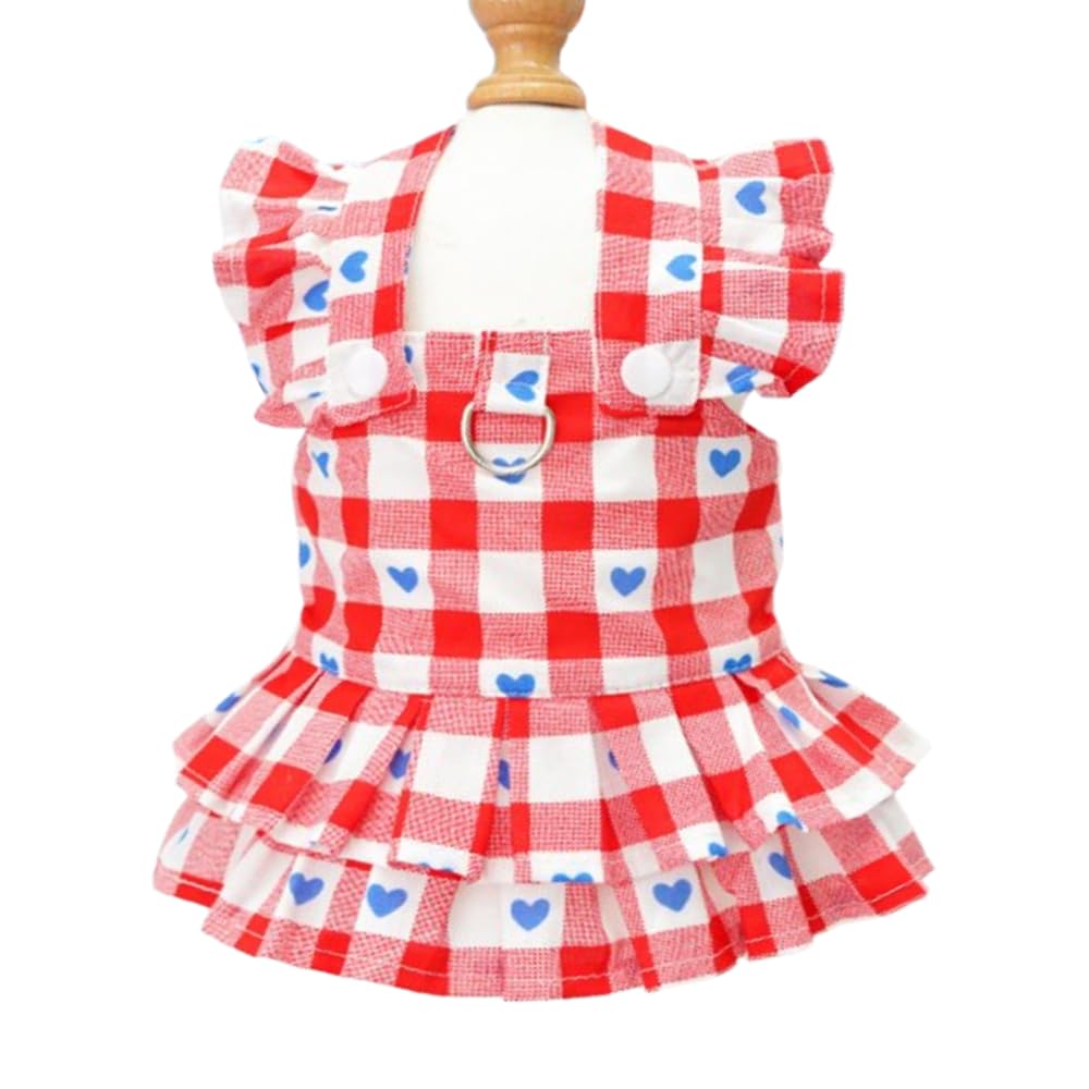 Robe à carreaux rouges pour petit chien et chat - Vêtement d'été respirant taille XS à M