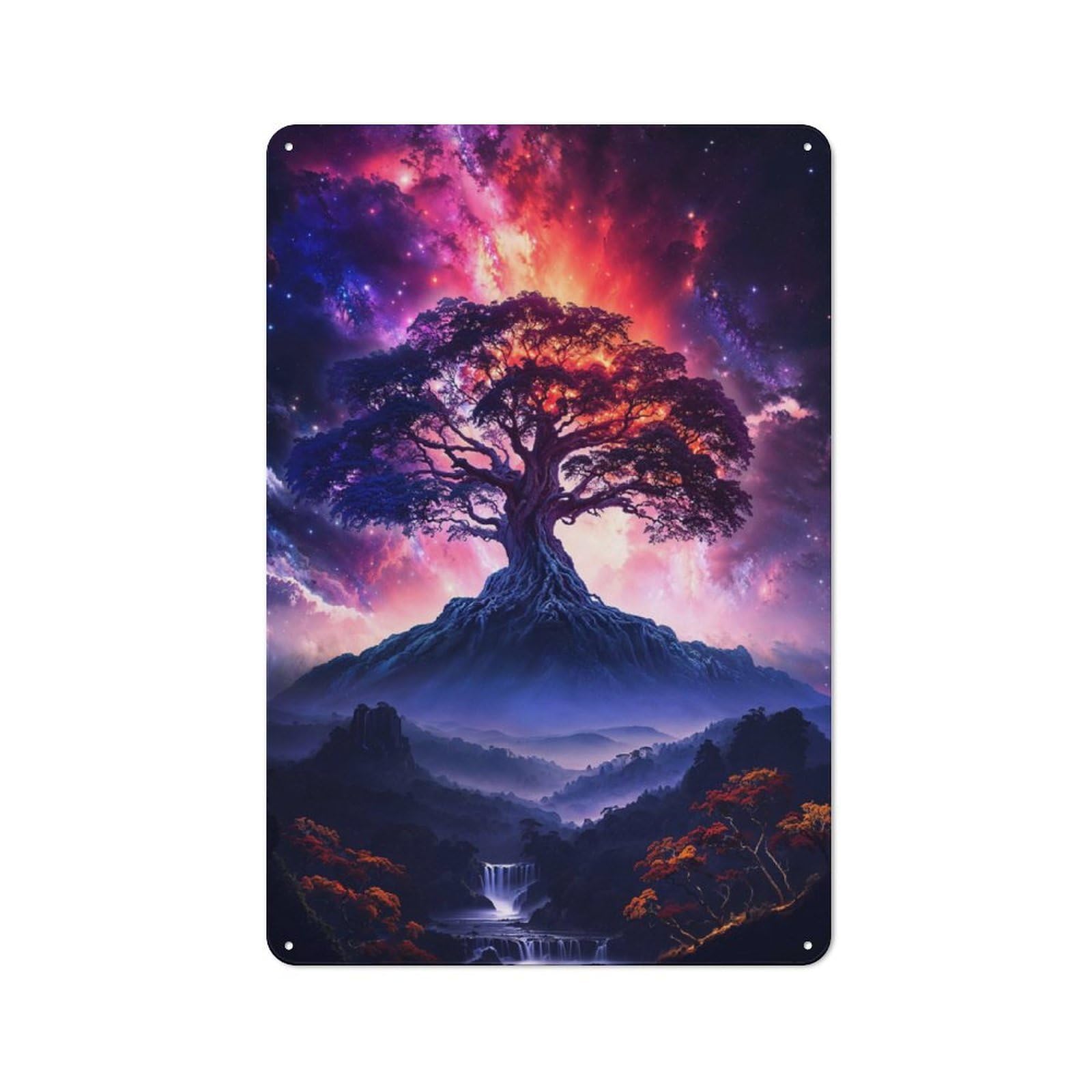 Junmoney Style-4 Ancient Tree Of Beginnings Retro Metal Wall Sign 30X20cm For Living Room Or Hallway, For Collectors Decorating Living Rooms And Hallways