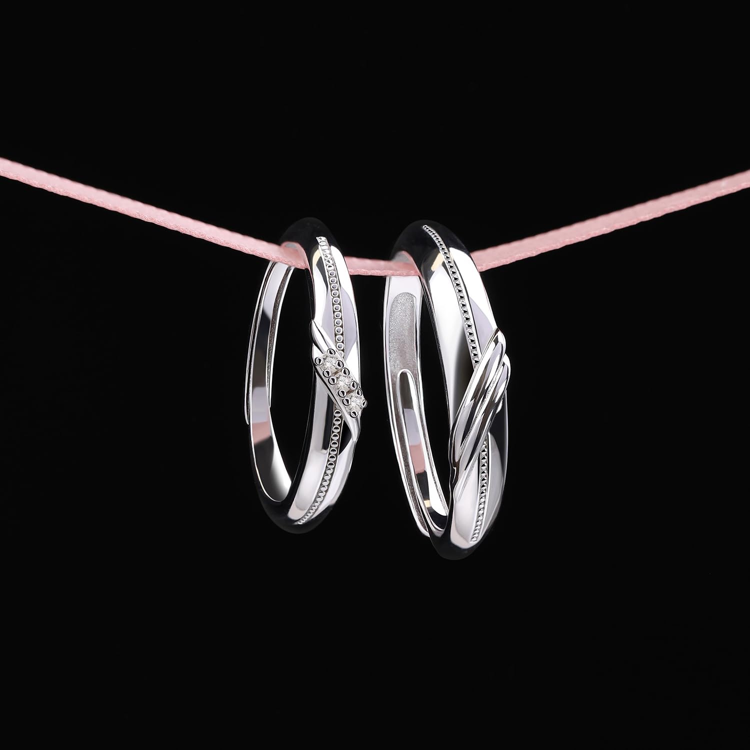 Meissa Bague Couple en Argent 925 – Anneaux Croisés Élégants pour Homme et Femme – Alliances Ajustables avec Détails Finement Sculptés – Cadeau d’Amour, Mariage, Anniversaire