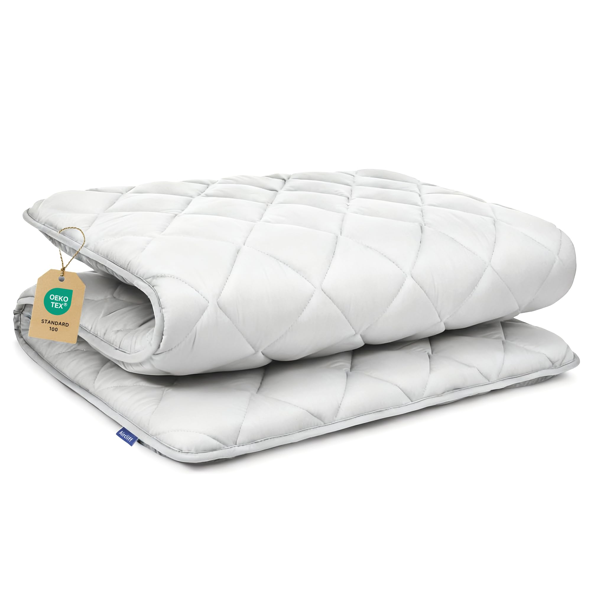Aircliff Japanese Floor Mattress, Roll Up Tatami Mat, Sleeping Pad, Shikibuton, CertiPUR-US Certified Foam Floor Bed Futon Mattress for Dormitory, Guest Bed, Designed in Japan(Light Grey, Queen)