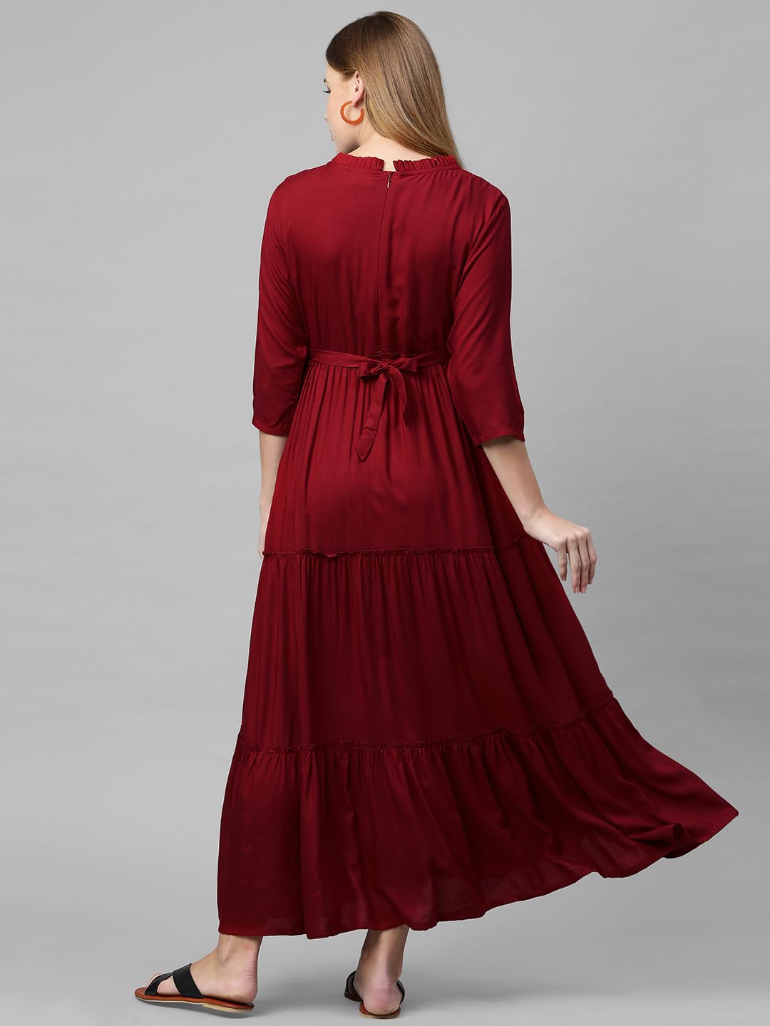 MomToBe Women's Rayon Maxi Solid Maternity Dress (1021mtbmrnsolidd-xxl_Maroon_XX-Large) 2