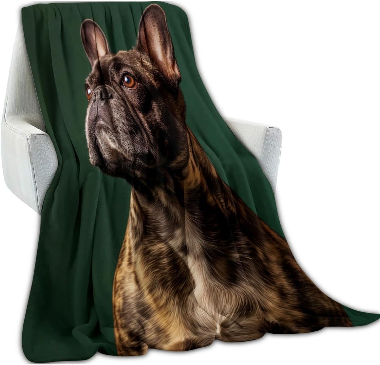 Elegant Brindle French Bulldog Blanket - Ultra-Soft & Cozy Plush Flannel Fleece Throw Blankets - Lightweight Warmth for Couch, Bed, Travel, and Outdoor Comfort 60x50 inch