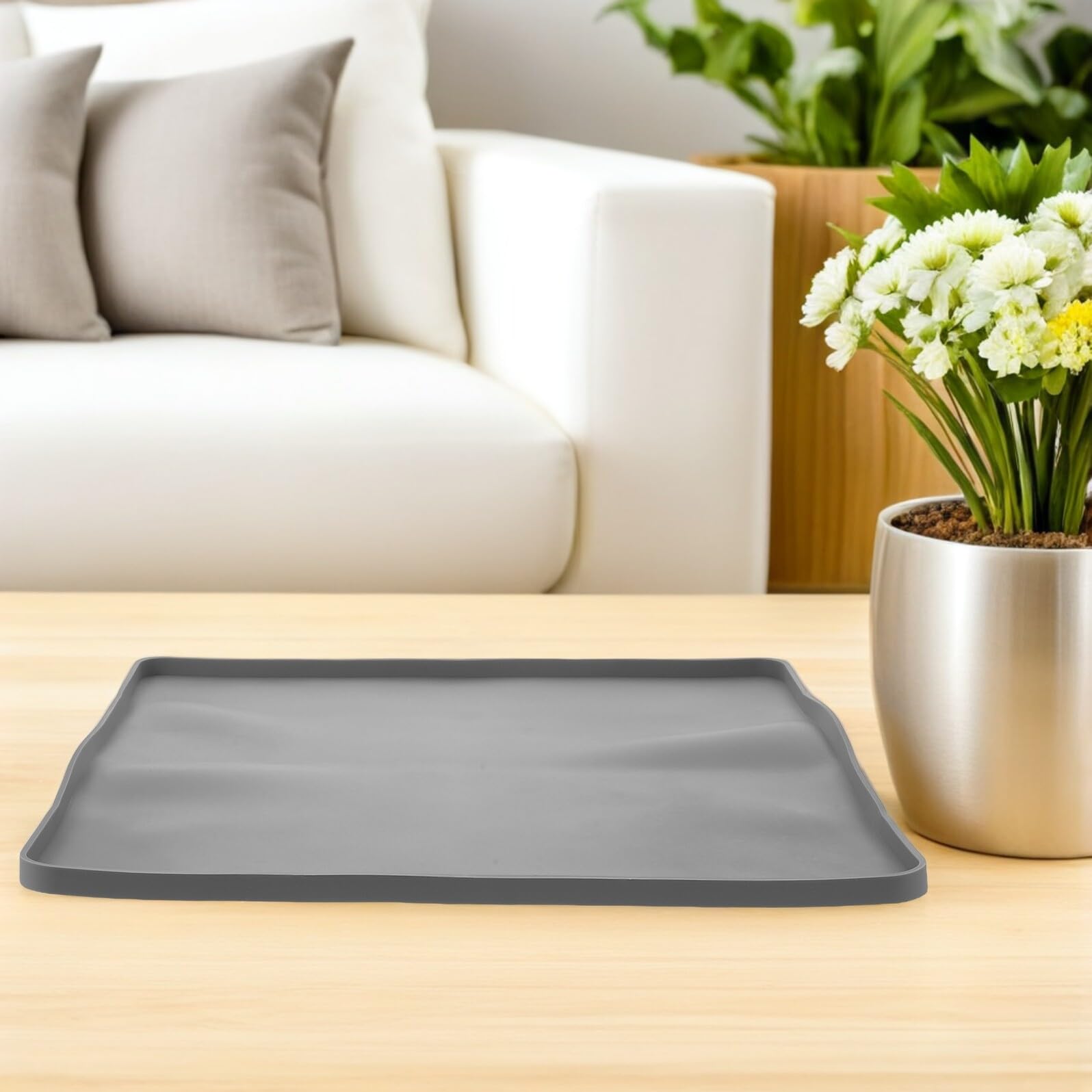 Vassoio Raccogli Gocce per Deumidificatore in Silicone 40x40 Cm con Bordo Rialzato Antiscivolo, Tappetino Raccogligocce per Umidificatori, Protezione Pavimenti e Superfici per