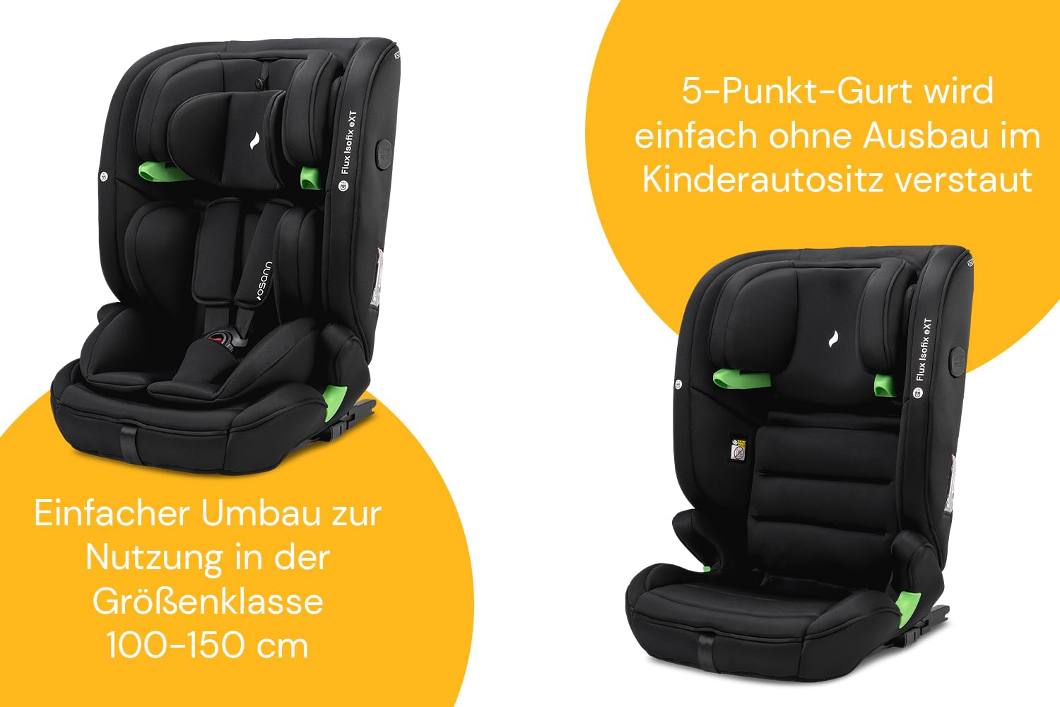 OSANN - Fotelik samochodowy dla dzieci Flux Isofix eXT i-Size Top-Tether ze zintegrowanymi czujnikami - 76-150 cm - 15 miesięcy do 12 lat - Grupa 2/3 -, 14-pozycyjne wysokości