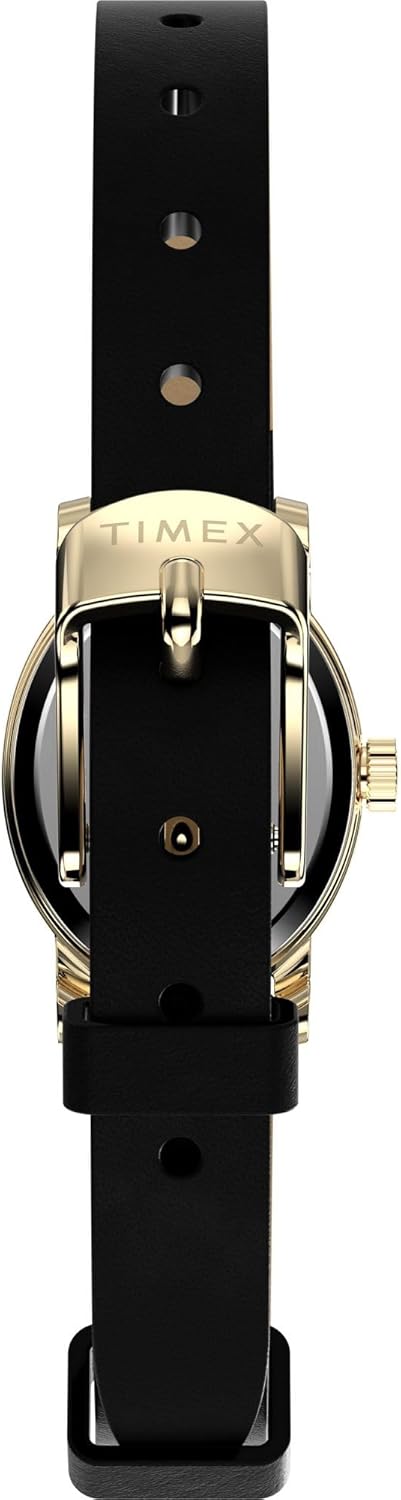 Timex Women's Cavatina 18mm Watch - Black Strap Mother of Pearl Dial Gold-Tone Case - Image 3