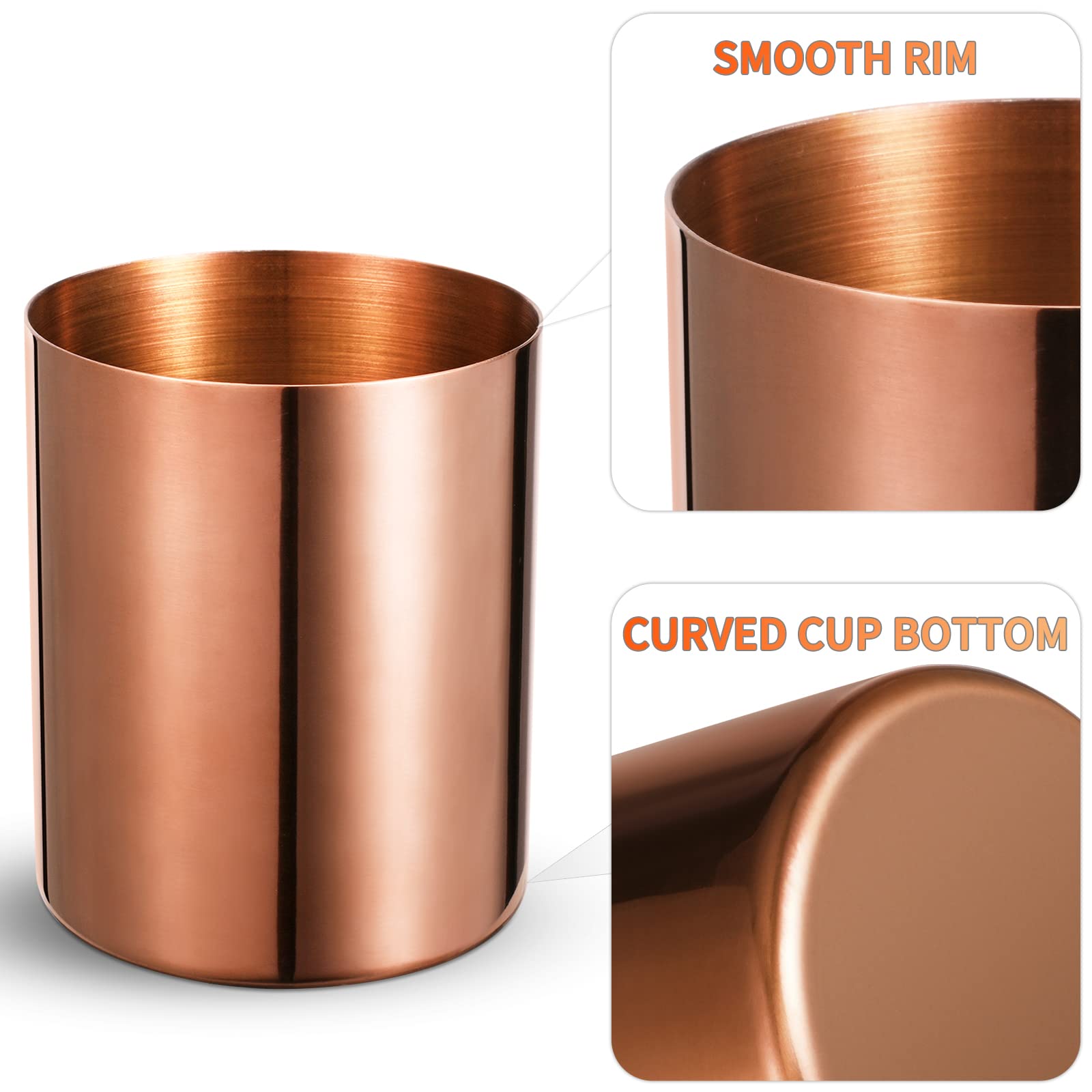 Bidponds Rose Gold Pencil Holder for Desk Stainless Steel Pencil Cup, Pen Holder Cup, Pen Pot, Vases Flower Pot - Image 3