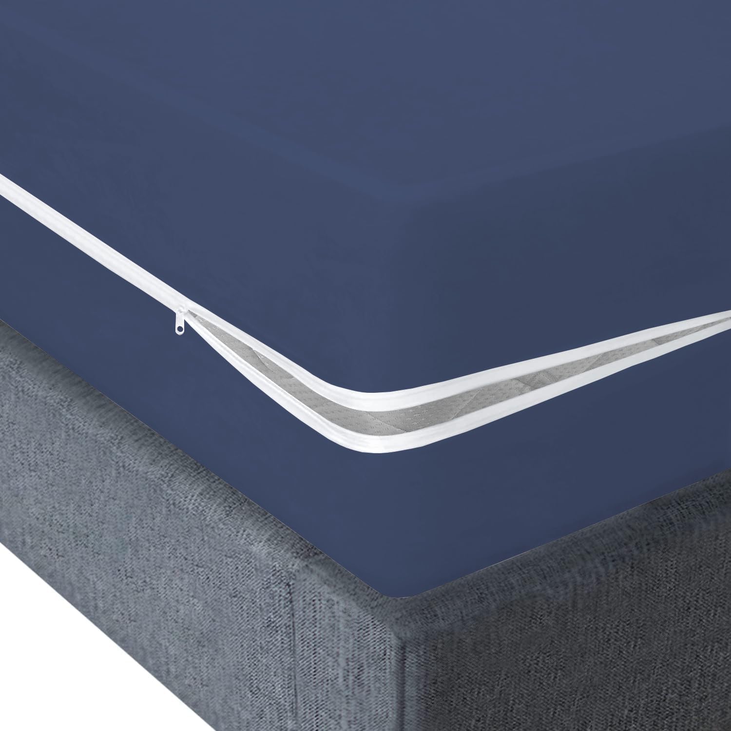Ultra Soft Waterproof Mattress Protector Single Size Fitting 10" Deep Mattress | Breathable Hypoallergenic Full Mattresses Cover (48x72x10 Inches|4x6x0.83 Feets V04 - Blue)-picture-45