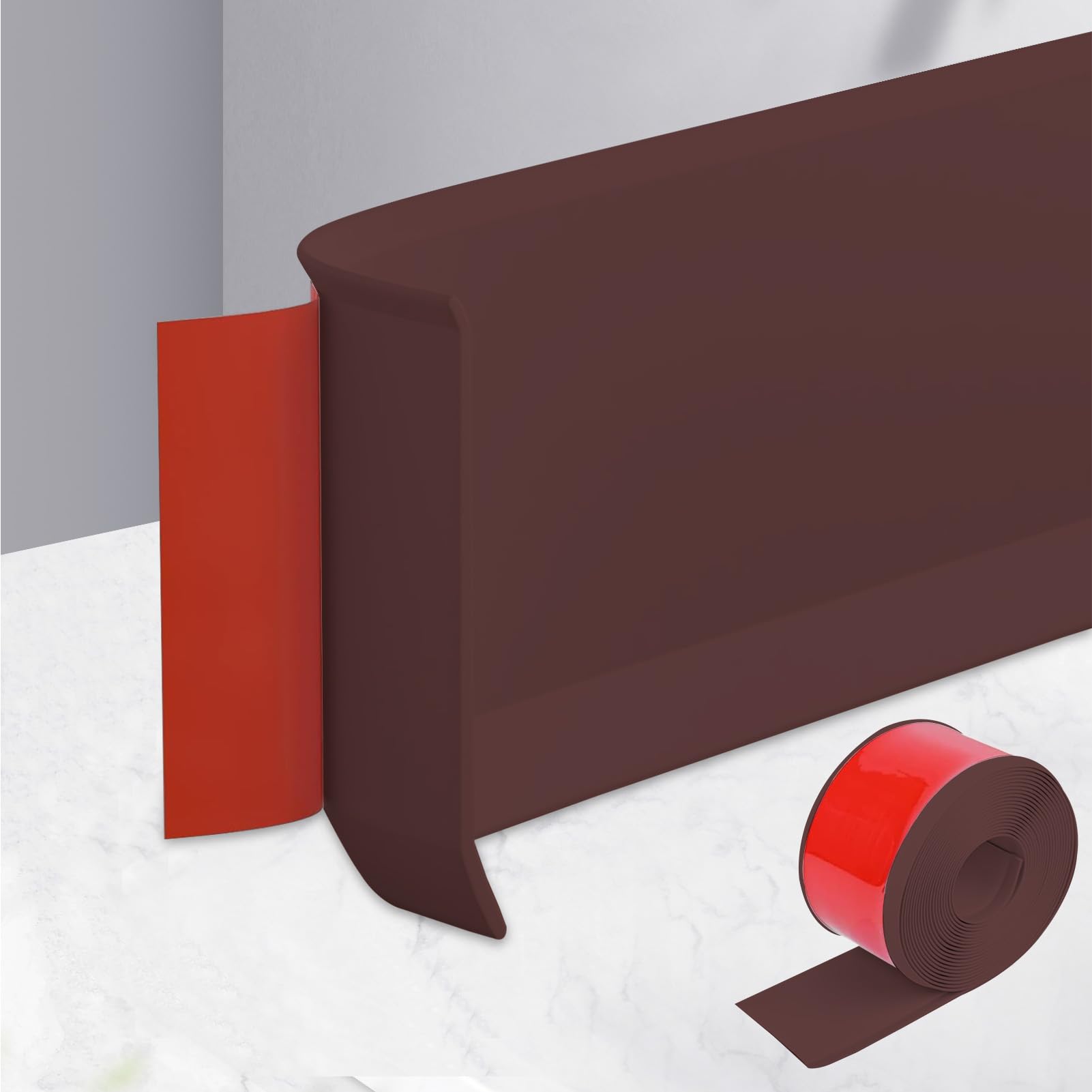 10 m PVC Soft Skirting Board, Self-Adhesive, Skirting Board, Width 10 cm, End Strip, Self-Adhesive, Transition Profile for Wall and Floor, Flexible Skirting Board for Kitchen, Bathroom and Living Room — image 1