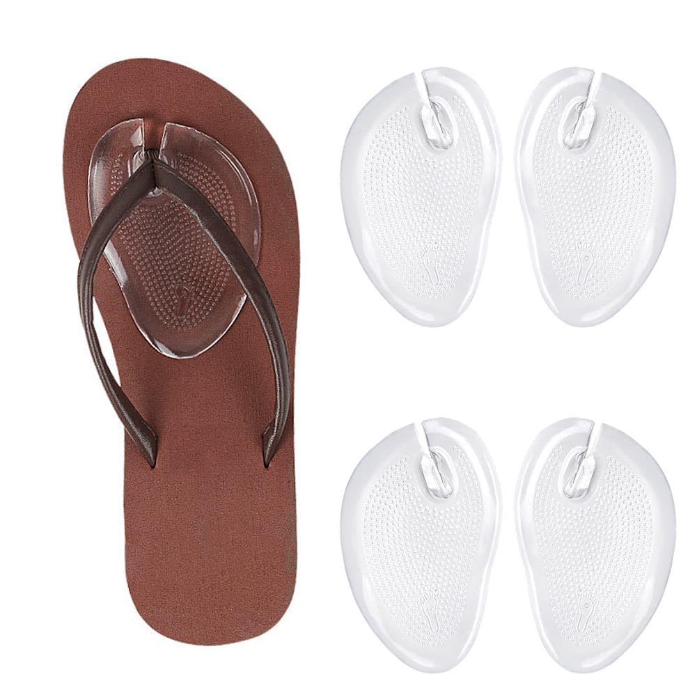 2 paia di cuscinetti per sandali infradito in silicone trasparente, protezioni per le dita dei sandali, cuscinetti antiscivolo per avampiede, inserti per protezione del piede, per sandali da uomo e