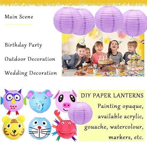 Miniatura 4 de Ruidee 6 linternas de papel decorativas redondas colgantes para cumpleaños, bodas, Navidad, novia, decoración del hogar, decoración de fiestas (12