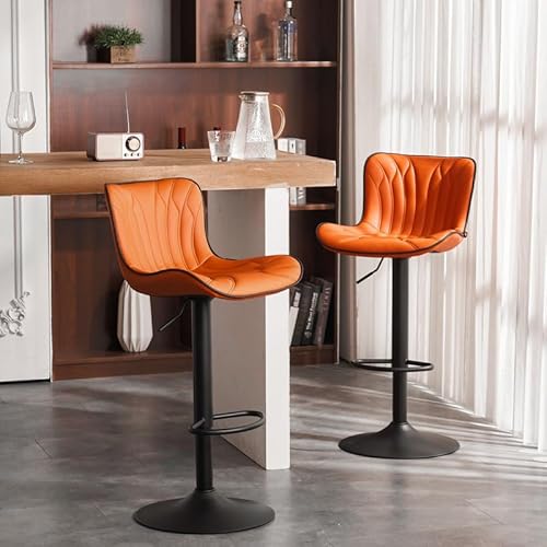 Younuoke Counter Height Bar Stools For Kitchen Island Set Of 2, 24 Inch Metal Orange Barstools, Swivel Counter Stools Chair With Back #TOP1