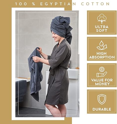 Miniatura 2 de ATEN Homeware Lujosas toallas de baño de algodón egipcio extra grandes de 27.76 ozm, 2 piezas de 32 x 68 pulgadas, altamente absorbentes y de secado