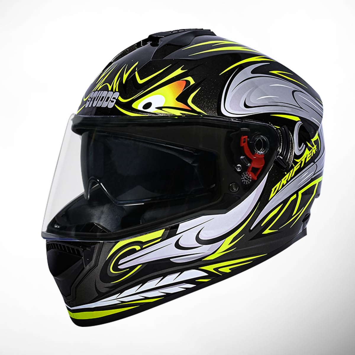 Studds Drifter D4 Isi and Dot Certified Full Face Graphic Helmet for Men and Women with Inner Sun Visor and Spoiler (Black N5)