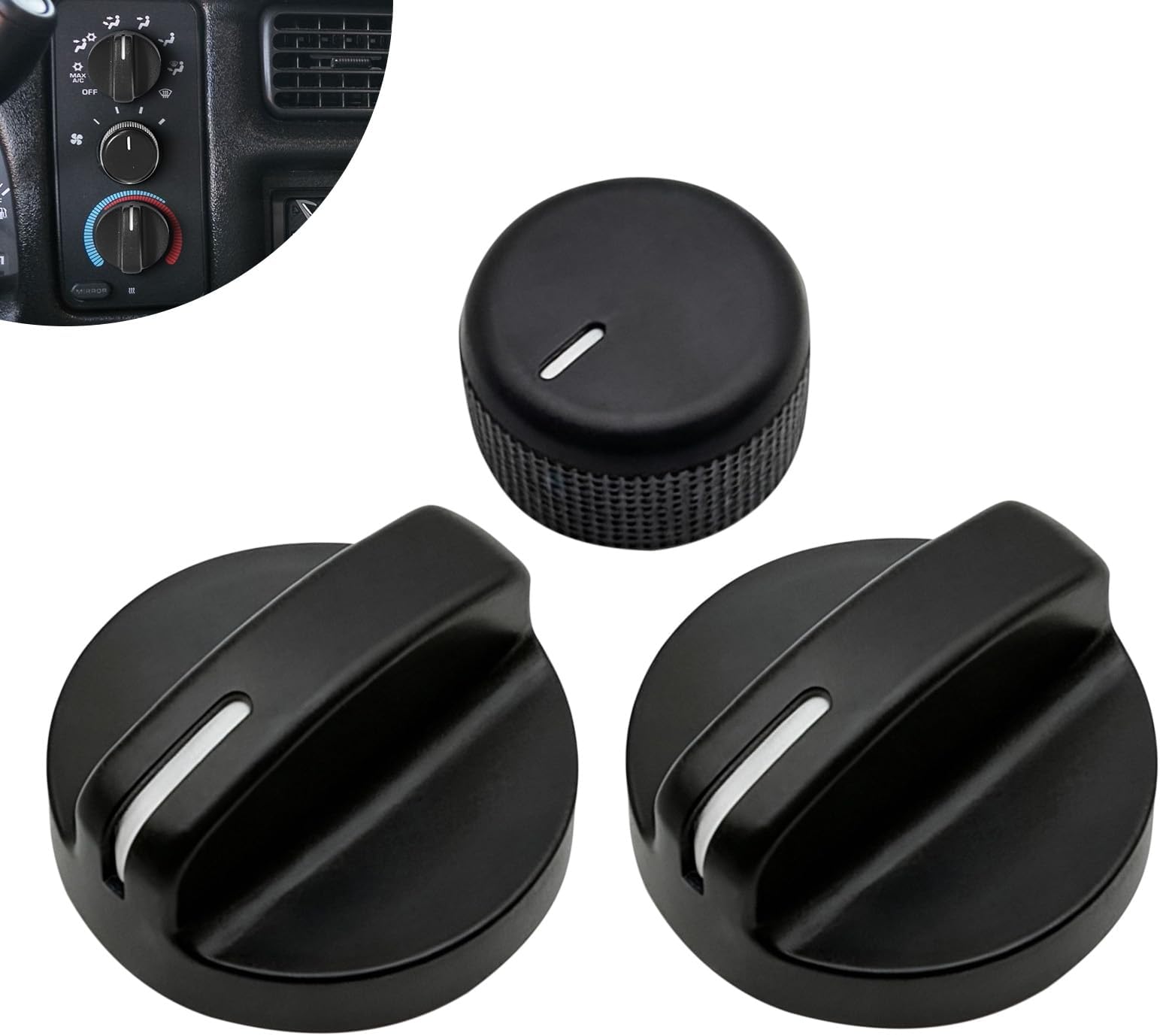 AC Heater Blower Fan Knob, AC Heater Control Knobs Compatible with Dodge Ram 1500 2500 3500 1994-1997, Chrysler Concorde 1994-1997, Replaces 4882482, 4882511, 3Pcs