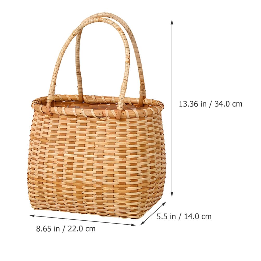 ifundom Cesta Tejida de Madera para Flores Decorativas, Cesta Rústica para Almacenamiento y Manualidades