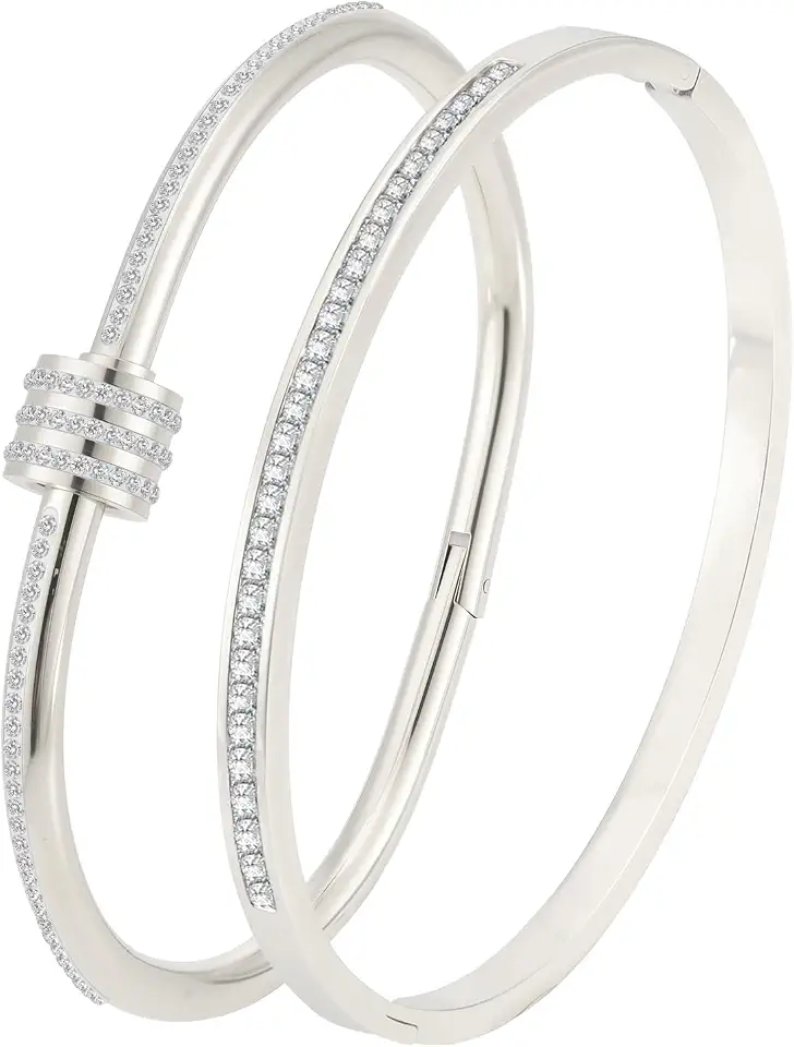 Camhanno Bracelets Stainless Crystal Friendship Bangles