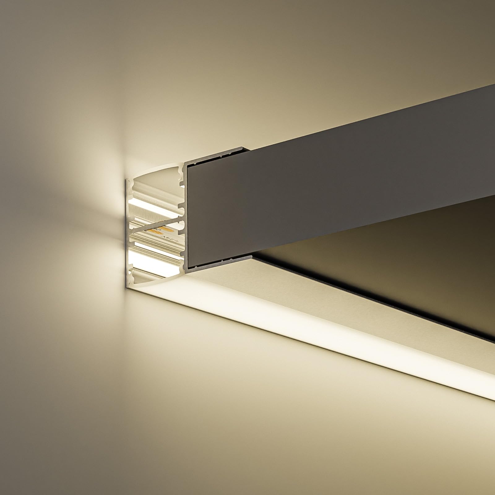 10 x LED Aluminium eckprofil 2m (20m) Led Trockenbau Profil für als 9 mm Obere und Untere Zwei Led Streifen/Led Leisten/Led Profil, with Milchig Weißer Abdeckung Endkappen - 2000 x 28,7 x 20,2 mm
