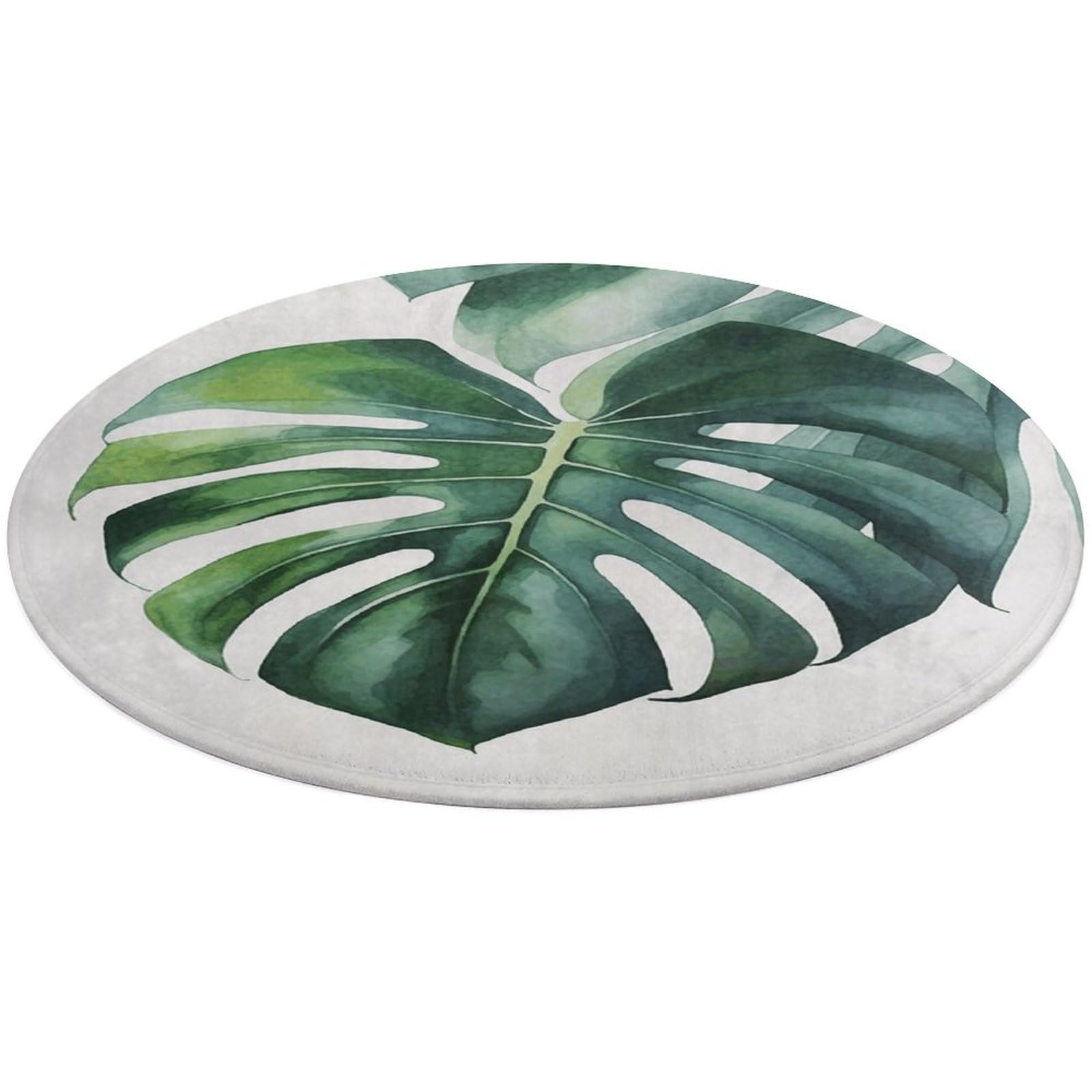 Tapis de sol rond en velours de corail antidérapant Monstera