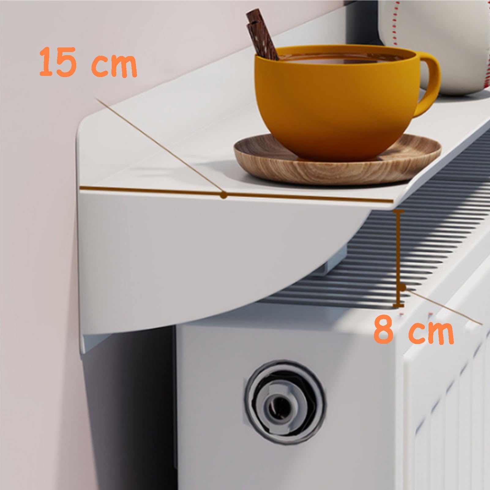 Mensola Per Termosifone Senza Foratura Copertura Termosifone Migliora la circolazione dell'aria calda, protegge la parete e aggiunge spazio di archiviazione(40cm/15.75 in)