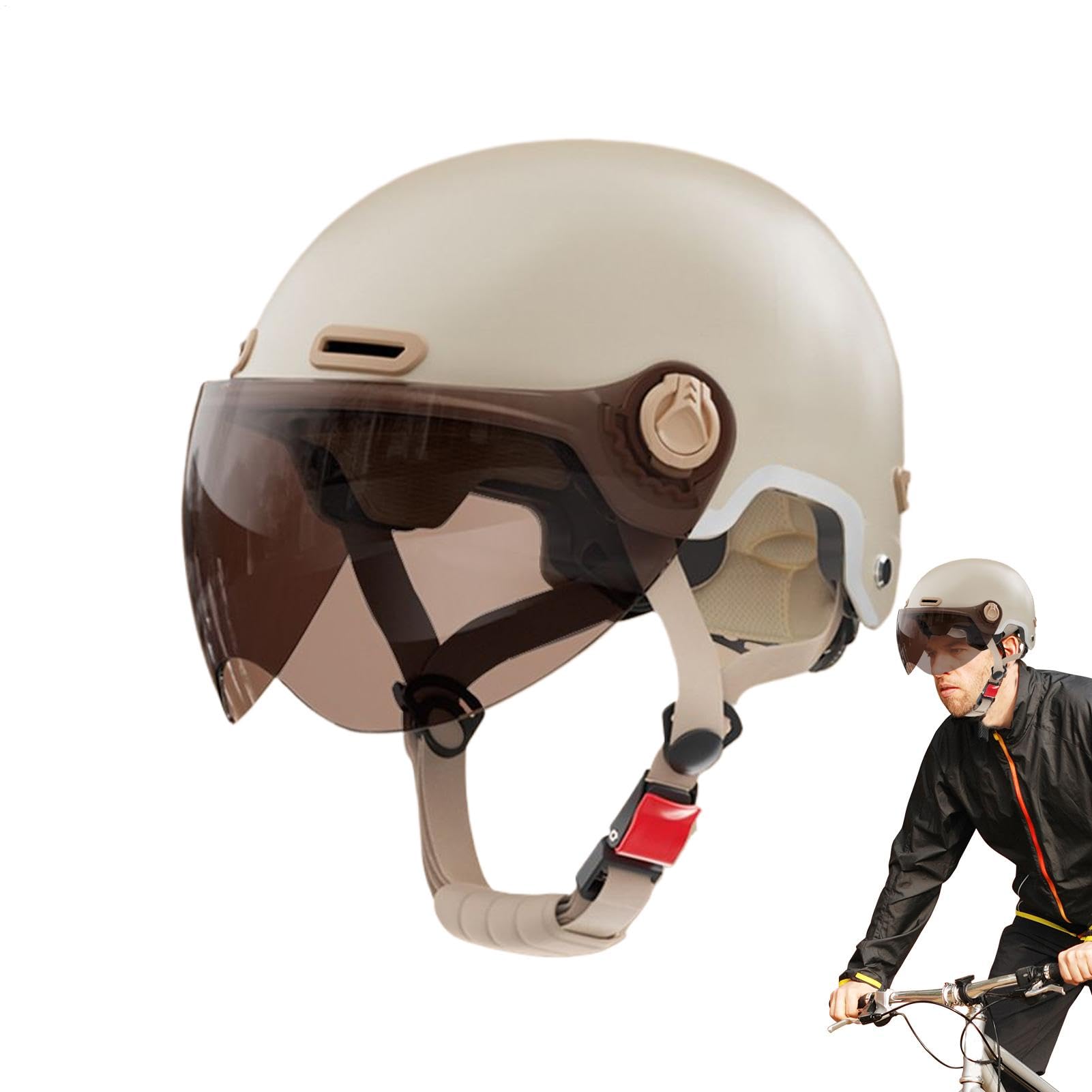 Casco de scooter transpirable con gafas de viento integradas 8