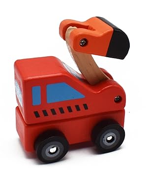 Justhandmade Wooden Mini Assorted Vehicle Toys for Kids | Return Gift |Push and Pull Along Toy for Boys and Girls (JCB)