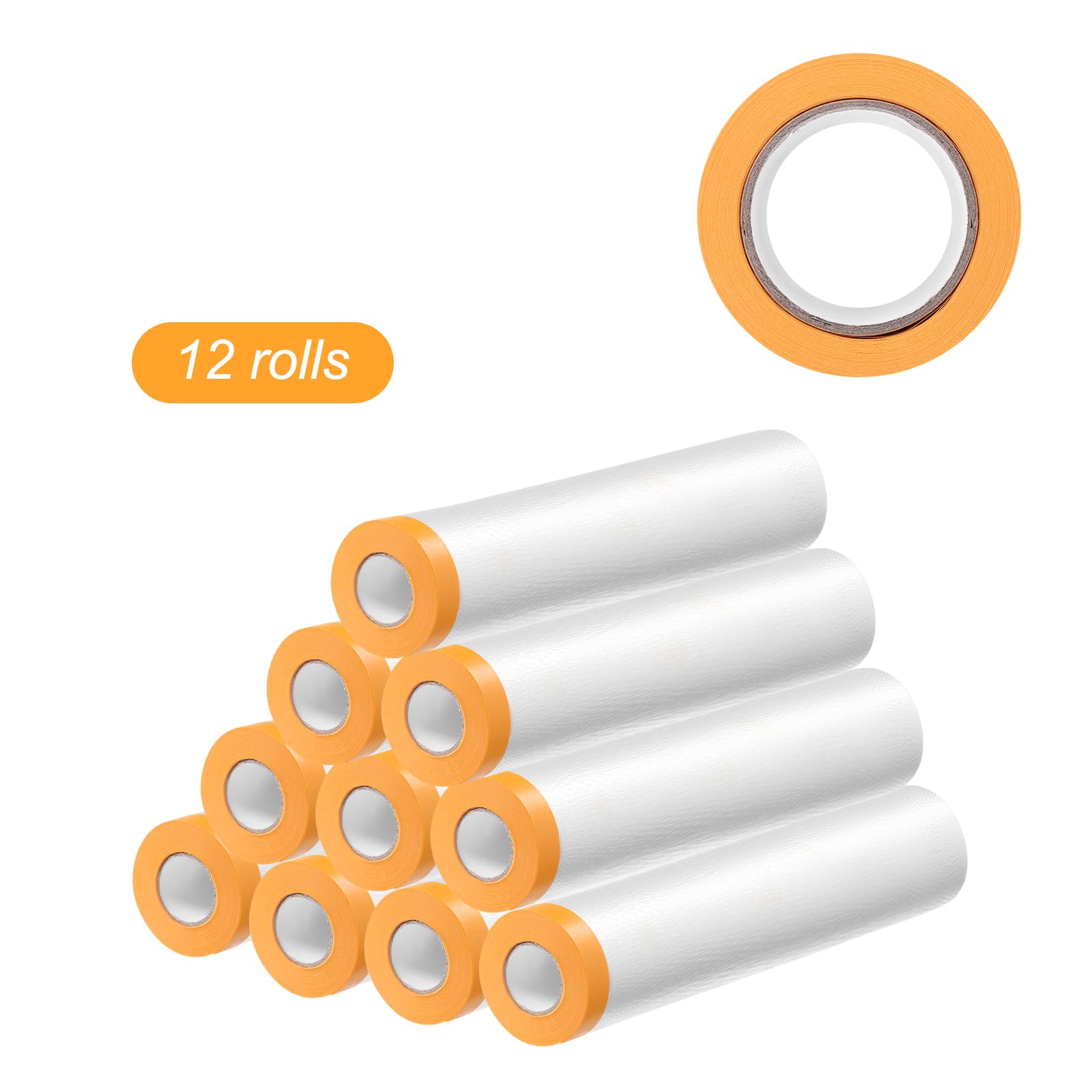 QUARKZMAN 12 Rollos de Película de Enmascarar Pre-Cinta 78.7" x65.6Ft Cinta y Cubierta de Plástico para Pintores con Cinta Lámina de Plástico para Cubrir Pintura de Automóviles