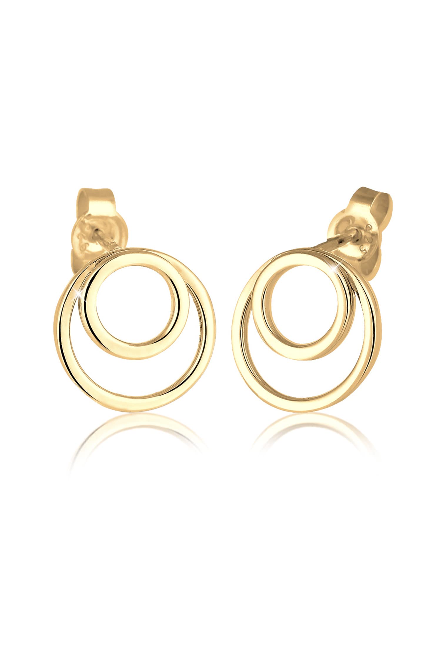 Elli Women's 925 Sterling Silver Gold Plated Circle Earrings