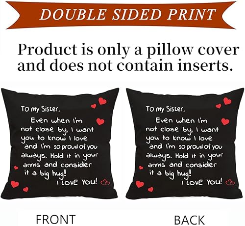 Miniatura 2 de Anrkets Regalo de hermanas de hermana, funda de almohada con estampado de dos caras de 18 x 18 pulgadas + llavero para hermana, regalo recordatorio