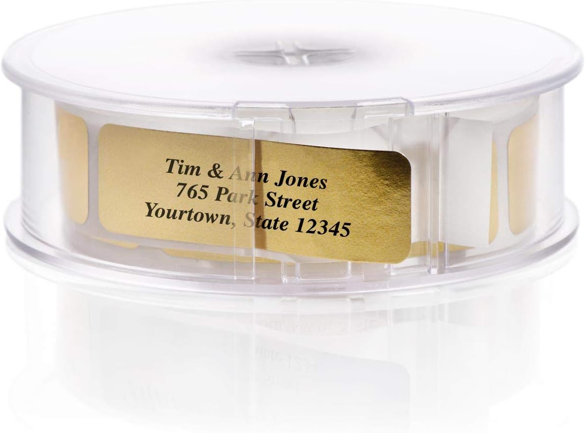 Gold Foil Address Labels with Elegant Dispenser Roll of