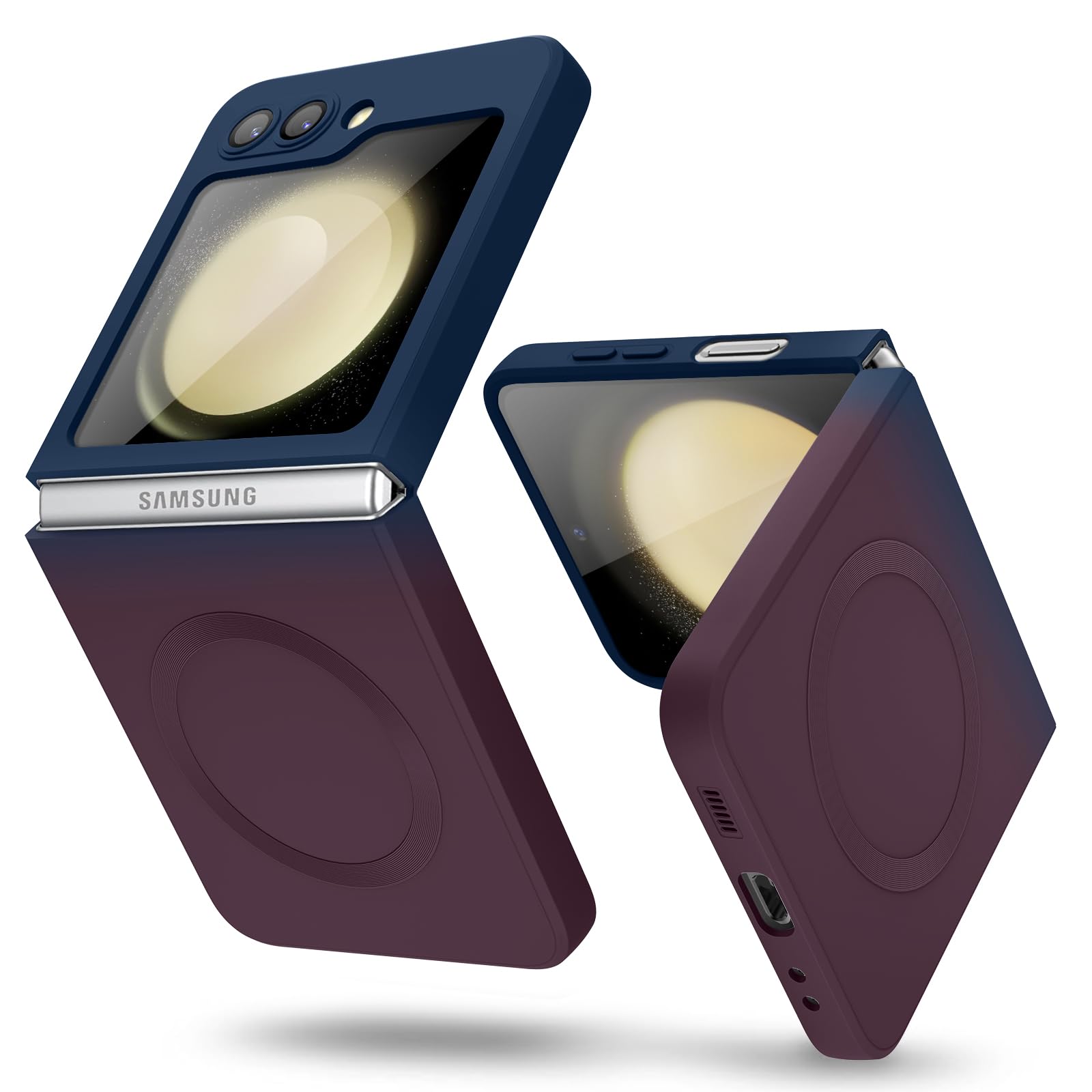 HIYUUTTBS Compatible with Galaxy Z Flip 6 Case, Magnetic Gradient Color Soft TPU Phone Case with Camera Lens Protector Case for Galaxy Z Flip 6 6.7
