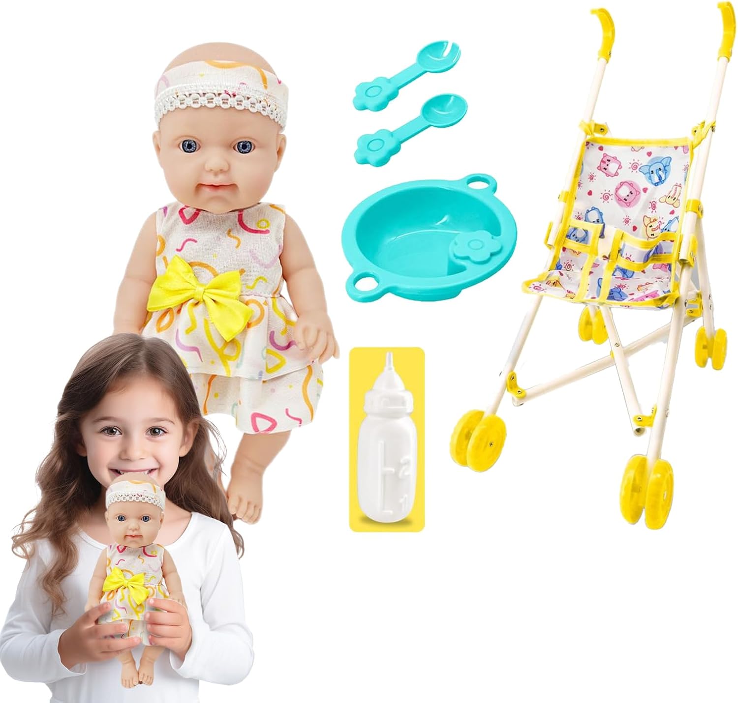 Stroller Set, Stroller Set for | Toddler Accessories for a Realistic Simulation Game, 10 Inch Set with Accessories