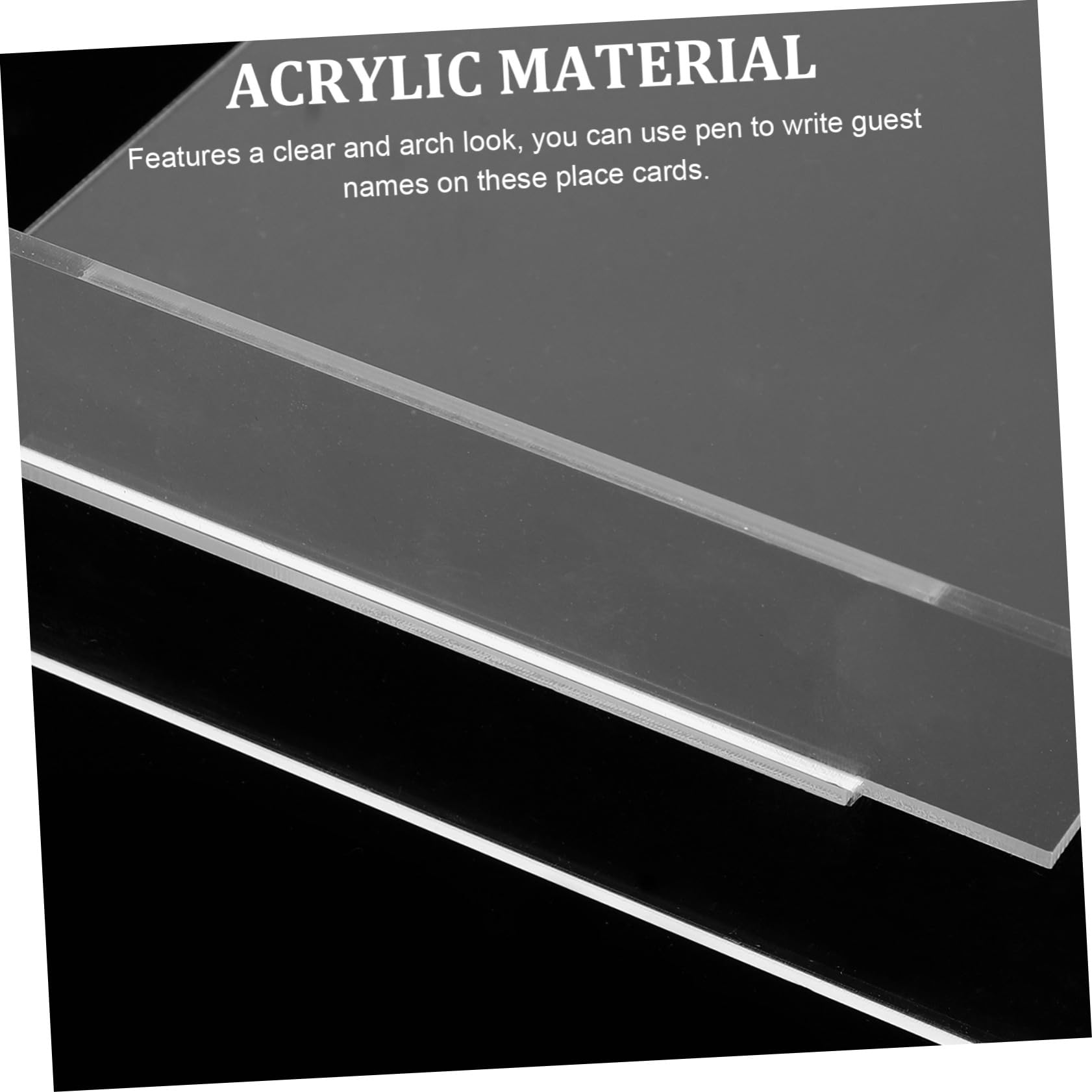 Transparente Acryl Tischkarten für Hochzeiten, 5 Satz, Bogenform | Leere Platzkarten mit Halterungen, für Geburtstage und Empfang, Praktische Ausführung