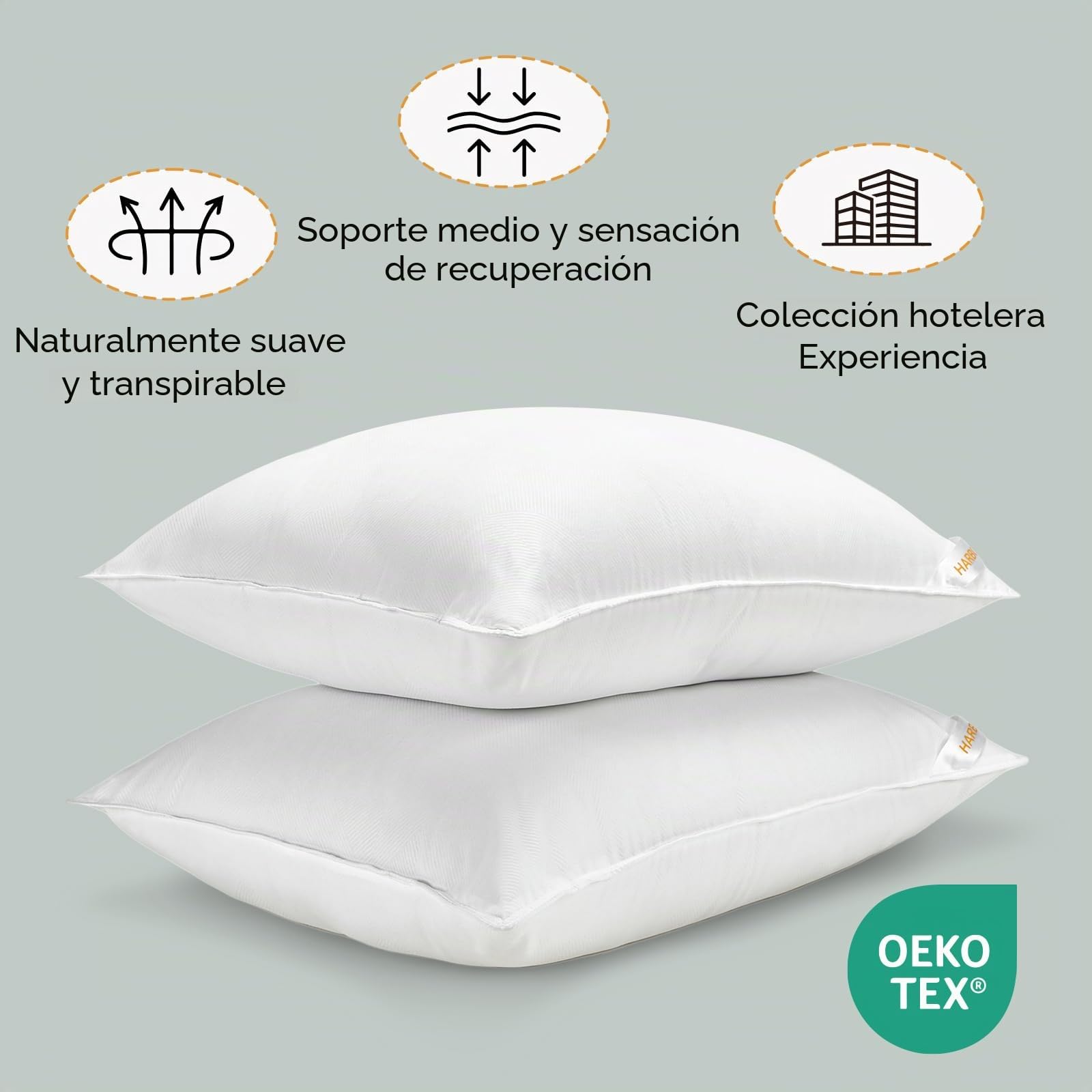 HARBOREST Juego de 2 Almohadas de Cama de tamaño estándar, colección de Hotel de Lujo, Almohadas alternativas para Dormir, 20 x 26 Pulgadas