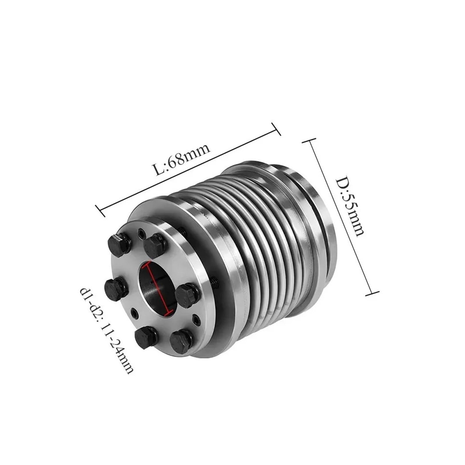 Acoplamiento de fuelle El acoplamiento de manguito de expansión de fuelle tiene elasticidad y acero inoxidable con espacio libre cero(55X68-11x18)