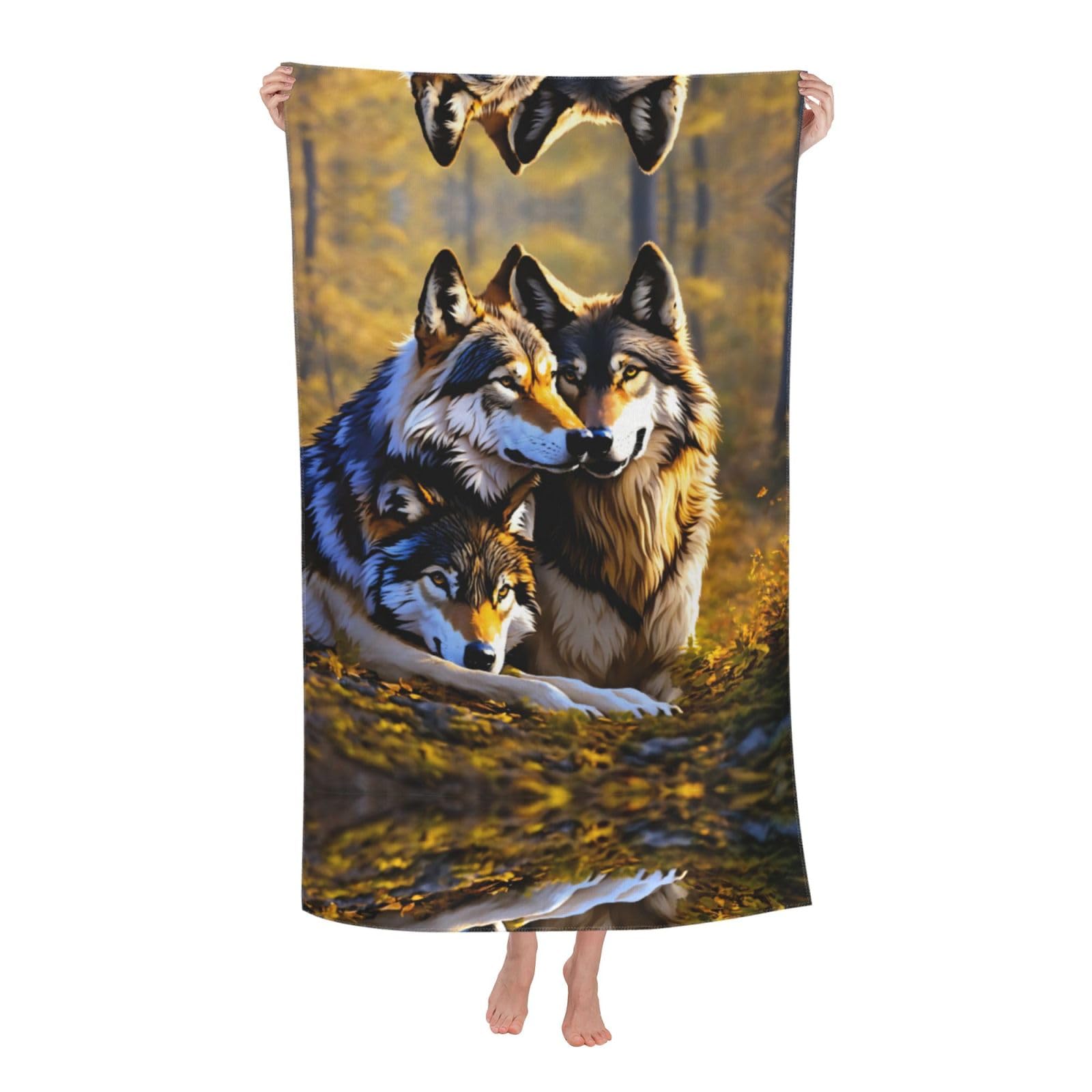 Oazcvbnn Women's White Wolfs Print Adult Beach Towel Summer Travel Pool Vacation Swimming Fitness Outdoor Adventures