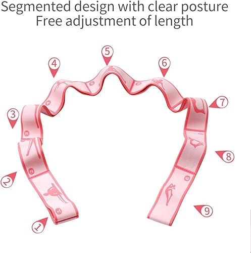 Miniatura 5 de Correa elástica para estiramiento de yoga con 9 bucles, correa elástica para ballet, pierna, cuerpo, banda elástica para terapia física, danza,