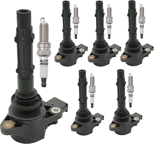 Paquete de bobinas de encendido UF535 2729060060 y bujías de iridio 95983 Juego de 6 para Mercedes-Benz E300/350, C280/300/350, ML350, R350, SLK350